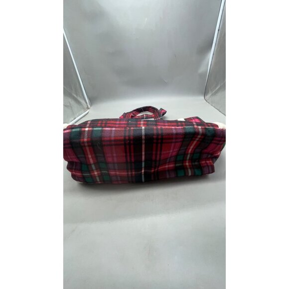 Victorias Secret Red Plaid Tote Bag With Sherpa Detailing & Logo Patch READ - Picture 3 of 8